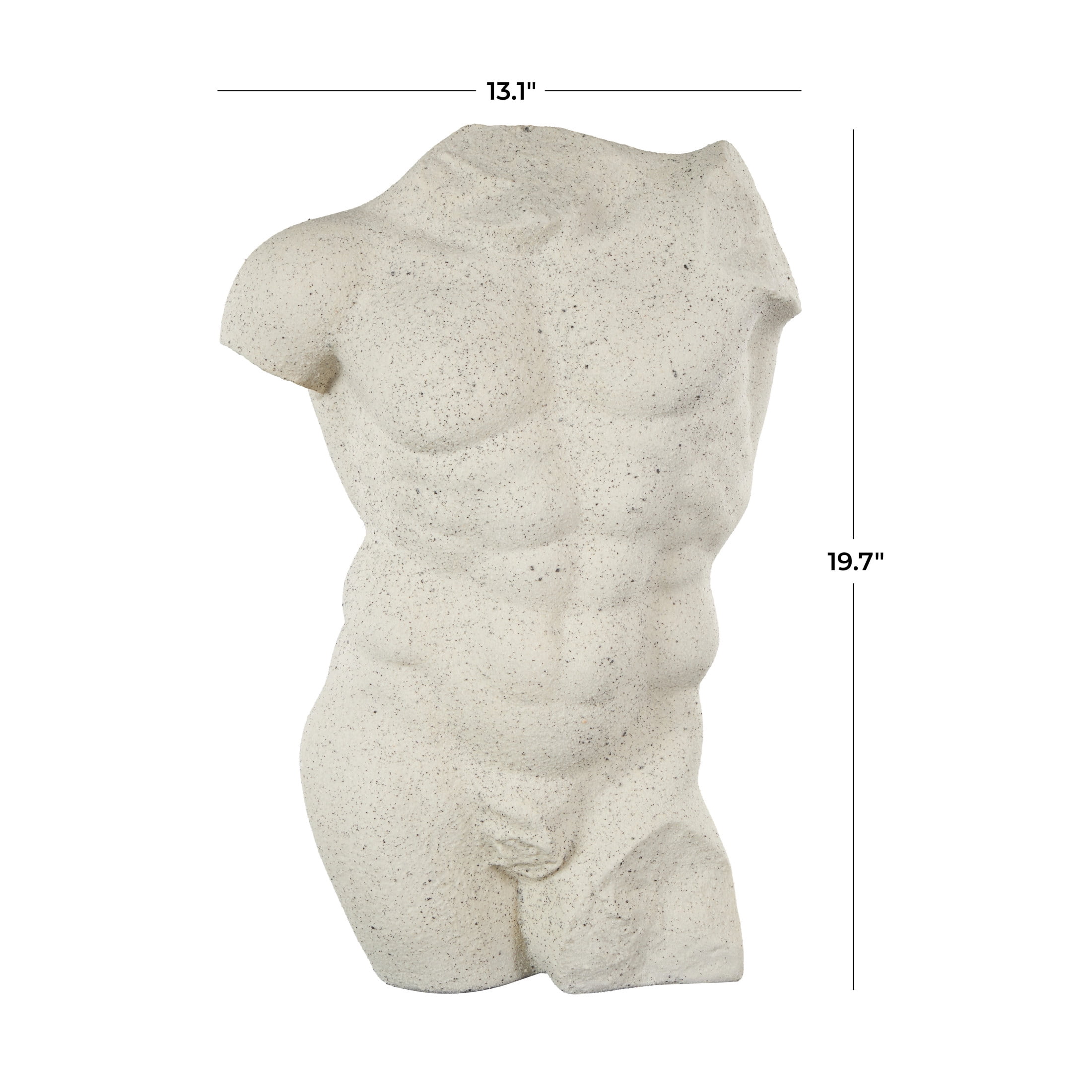 13" x 20" White Polystone Textured People Sculpture with Black Speckles, by DecMode