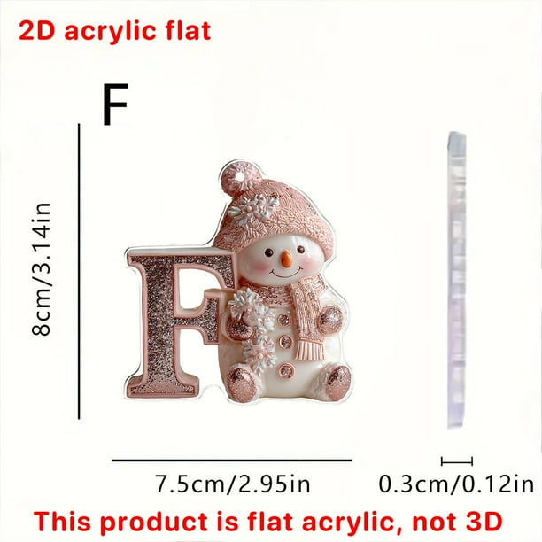 Artesanías Decorativas Adorno navideño con 26 letras inglesas, decoración acrílica 2D para árbol y retrovisor del coche, 1 unidad【F】 Rkxzt