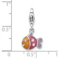 thumbnail image 3 of Amore La Vita Sterling Silver Rhodium-plated 3-D Enameled Fish w/Lobster Clasp Charm, 3 of 3