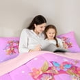 thumbnail image 4 of Manfei Flower Butterfly Letter R Twin Bedding Sets for Girls, Cute Initial Bedding Comforter Set, Pink Reversible, 7pcs, 4 of 7