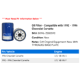 thumbnail image 2 of Oil Filter - Compatible with 1992 - 1996 Chevy Corvette 1993 1994 1995, 2 of 2