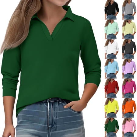 Lumtrix Boys Polo Shirt Long Sleeve Vneck Shirts for Girls Fitted Spring Blouse Soft Solid Color Tops Light Purple 140