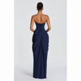 thumbnail image 4 of Dark Blue Strapless Maxi Dress With High Slit And Ruched Detail, 4 of 5