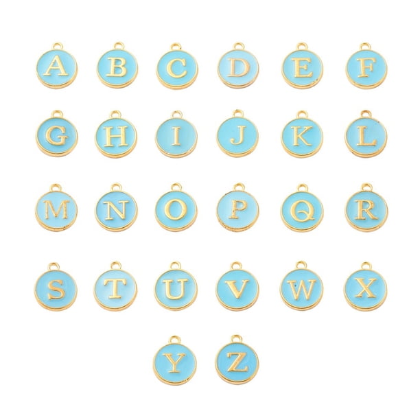 26 piezas de abalorios con letras iniciales, colgante hecho a mano, abalorio de aleación de doble cara, pendiente artesanal DIY con accesorios Ropa, zapatos y accesorios Miscelánea Cielo azul Qarigey AP010311-04
