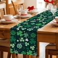 thumbnail image 5 of Table Runner - 72 Inch Long, St. Patrick's Day Kitchen Dining Table Runner Dresser Scarves, Shiny Shamrocks Green Botanical Leaves Farmhouse Decor for Coffee Tables Wedding Party Banquet, 5 of 8