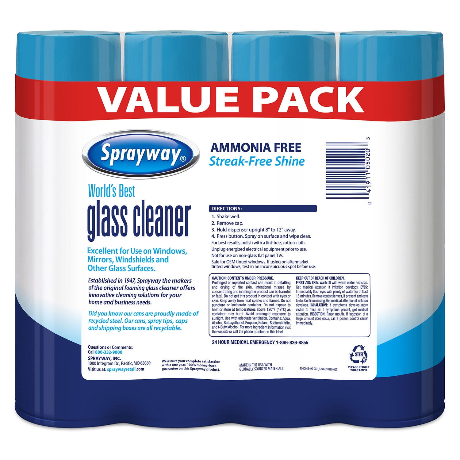 Sprayway 1892496 19 oz Fresh Scent Glass Cleaner Spray - Pack of 6, 1 -  Kroger