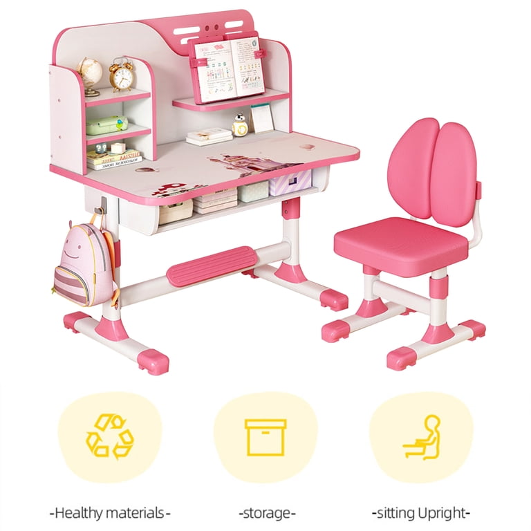 AOJA Kids' Study Desk Chair Set, Height Adjustable Children School