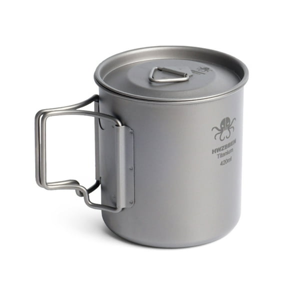 420ml Titanium Cup with Foldable Handles Lightweight Cup for Backpacking Camping Fishing 420ml Titanium Cup with Foldable Handles Lightweight Cup for Backpacking Camping Fishing