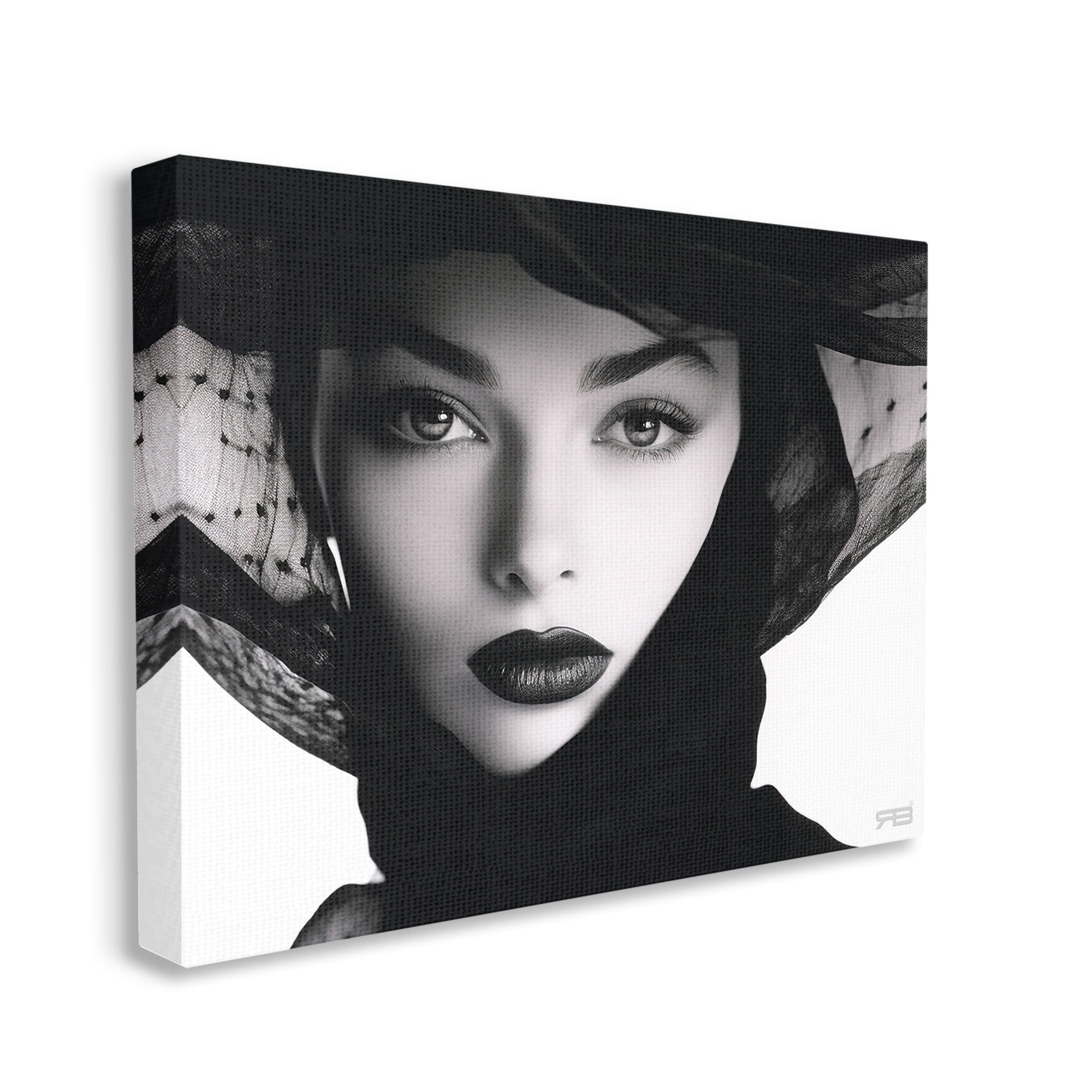 Stupell Industries Woman with Black Veil Beauty & Fashion Painting Gallery Wrapped Canvas Art Print Wall Art, 40 x 30