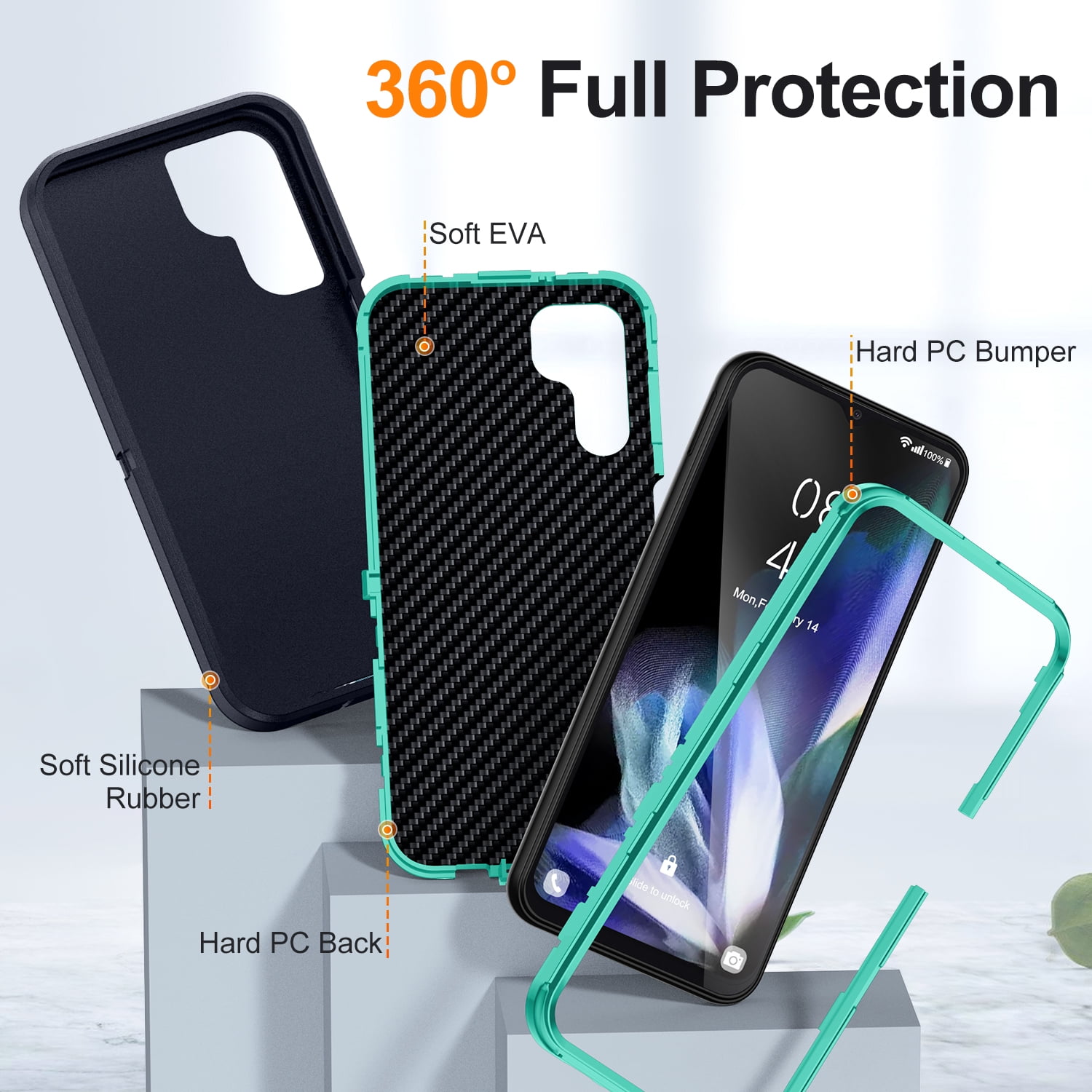 Rugged Case for Samsung Galaxy A16 5G, Heavy Duty Triple-Layers Military Grade Shockproof Cover, Scratch Resistant Non-Slip Camera Lens Protection Hybrid Case for Samsung Galaxy A16 5G, Green