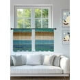 thumbnail image 4 of Sheer Curtains 54 inches Long, Teal Blue Brown Wooden Board Gradient Farmhouse Country Light Filtering Sheer Window Curtains Rod Pocket Voile Drapes for Bedroom Living Room, 52"W x 54"L 2 Panels, 4 of 7
