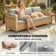 thumbnail image 6 of Outsunny Rattan Wicker Sofa 3-Seater Outdoor Patio Sofa with Cushions for Garden Backyard Porch Gray, 6 of 9