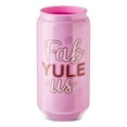 thumbnail image 3 of Plastic Christmas Tumbler with Straw and Lid, Fab-Yule-Us, Red and Pink, 20 fl oz, by Holiday Time, 3 of 5