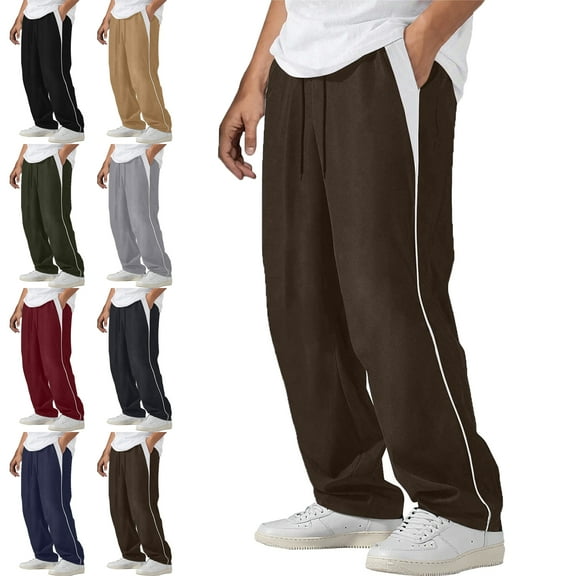 Lenago Sweatpants Unisex Men Pants with Pockets Outdoor Skateboard Pants Running Jogger Pants Casual Side Seam Elastic Waist Workout Comfy Solid Color Loose Summer Drawstring Pockets Pants,Size S-2XL