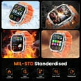 thumbnail image 6 of Mingwear 2.01-inch Military Smartwatch for Men with Fitness Tracker, Answer/Call/100+ Sport Modes, IP68 Waterproof, Hiking Travel Pedometer Watch compatible with Android Iphone Devices (Orange), 6 of 9
