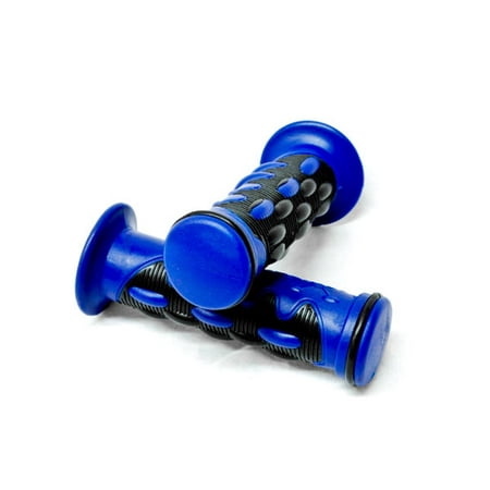 Krator Blue Motorcycle Rubber Hand Grips 7/8