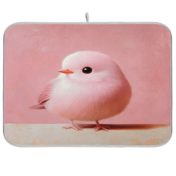 Kitchen Drying Mat 16x18In Drying Dish Mat Dish Drying Mats Kitchen Countertop Multi-Function Drain Drying Mat Kitchen Table Cute Pink Bird