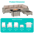 thumbnail image 3 of Sweecci 7 Pcs Outdoor Patio Furniture Set, All Weather Wicker Rattan Sectional Sofa & 55000BTU Gas Fire Pit Table, 2-in-1 43" Propane Fire Table for Backyard Garden Poolside Deck,Beige, 3 of 7