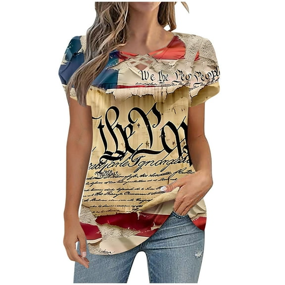 VerPetridure American Flag Shirt Women 4th of July Patriotic T Shirt Funny Stars Stripes Graphic Tee Independence Day T-Shirt Top