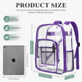 thumbnail image 2 of Cshidworld 16" Large Clear Backpack, PVC Transparent Backpack Stadium Approved with Reinforced Strap College Bookbag with Front Pocket for Workplace Stadium Travel Security Festival College, Purple, 2 of 7