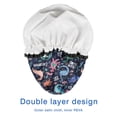 thumbnail image 4 of Shower Caps,DarkBlue Cartoon Dinosaurs Text Pattern Waterproof Shower Cap for Women 4 Pieces,Double Reusable Hair Cover for Shower PEVA Elastic Stretch Hem, 4 of 7