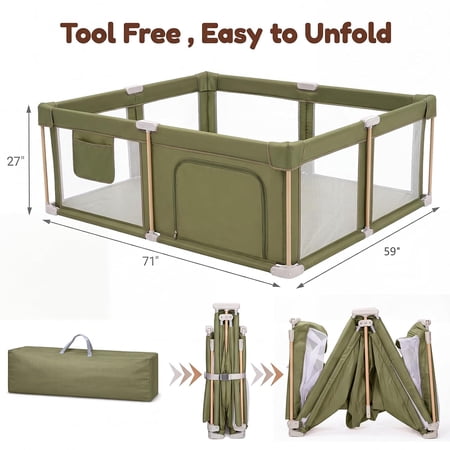 Baby Playpen with Foldable Frame, Mat and Large Activity Space