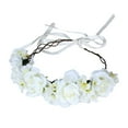 thumbnail image 1 of Corona de diadema de flores para mujer, corona de flores de rosas, diadema nupcial, corona de tocado de niña de flores para decoración de festivales Beige, 1 of 9