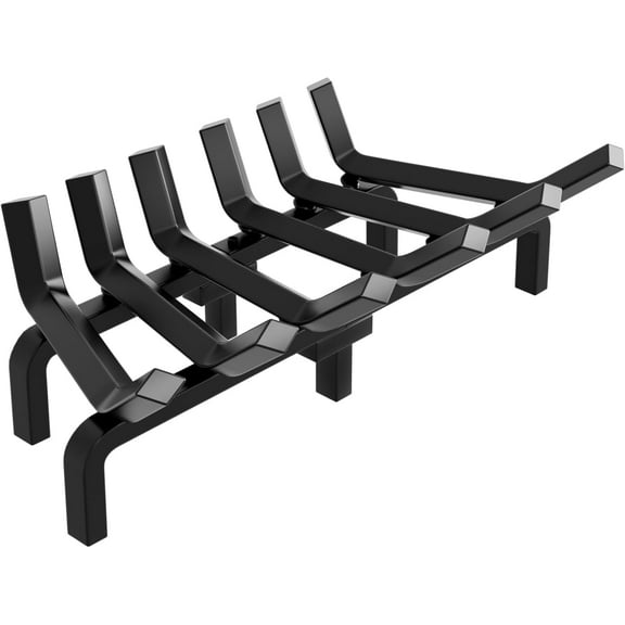 Fireplace Log Grate 24 Inch Wide Heavy Duty Solid Steel Indoor Chimney Hearth 3/4 Bar for Outdoor Kindling Tools Pit Wrought Iron Wood Stove Firewood Burning Rack Holder