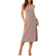 thumbnail image 2 of INSPIRE CHIC Women's Nightgown Spaghetti Strap Round Neck Sleep Under Full Cami Dress 2XL Khaki, 2 of 6