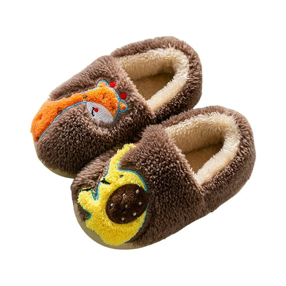 mgoYE Slippers for Toddler Boys Toddler Kids Slippers Bunny Design Indoor Plush Shoes|Brown 9