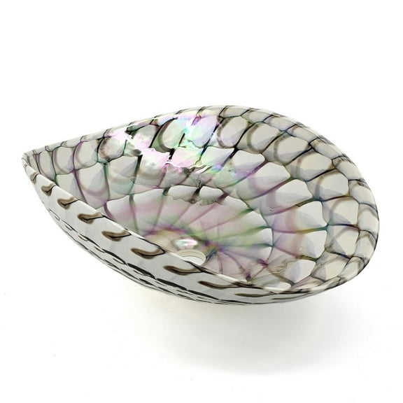 Ruvati 19 inch Murano Glass Art Vessel Seashell Decorative Pattern Bathroom Sink