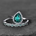 thumbnail image 2 of HeartsAndYou 2ct Natural Green Emerald Fancy Bridal Set Engagement Ring 14k SOLID White Gold, 2 of 9