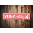 thumbnail image 1 of (Metal de aluminio) Letrero de yoga Porque golpear a la gente está mal visto Letrero divertido de yoga Regalo divertido de yoga Amantes del yoga Regalo de profesor de yoga Letrero de metal de yoga, 1 of 4