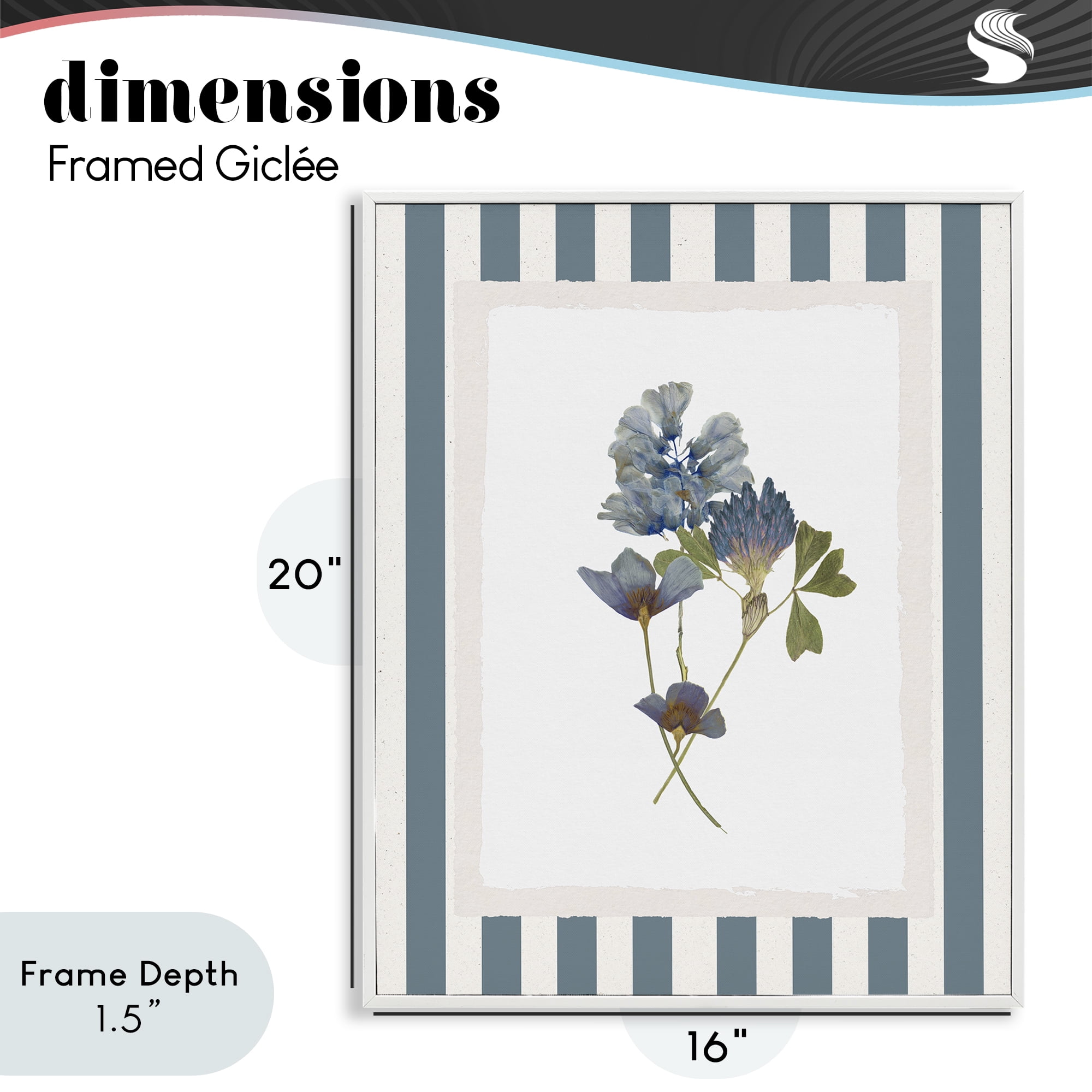Stupell Industries Blue Summer Memory Florals White Framed Giclee Art, design by Val Rhodes