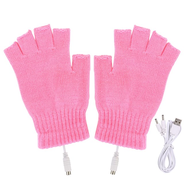 Guantes de calefacción eléctrica para hombres y mujeres Guantes térmicos USB para deportes de esquí (rosa)