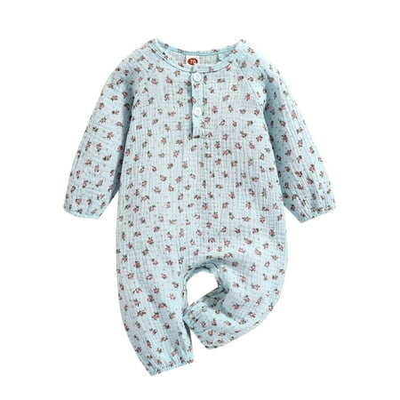 

JBEELATE Infant Baby Girls Floral Printed Pattern Long Sleeve O-Neck Jumpsuit