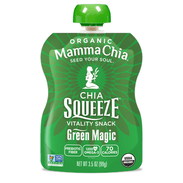 Mamma Chia Squeeze Vitality Snack, Green Magic, 3.5 Oz, Pack Of 16