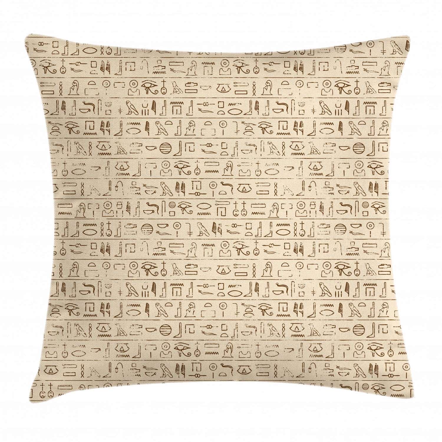 Egyptian Throw Pillow Cushion Cover, Old Dated Hieroglyphics Ancient