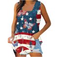 thumbnail image 2 of Puntoco Camiseta sin mangas con cuello cuadrado y estampado del Día de la Independencia para mujer, camiseta holgada sin mangas, 2 of 5
