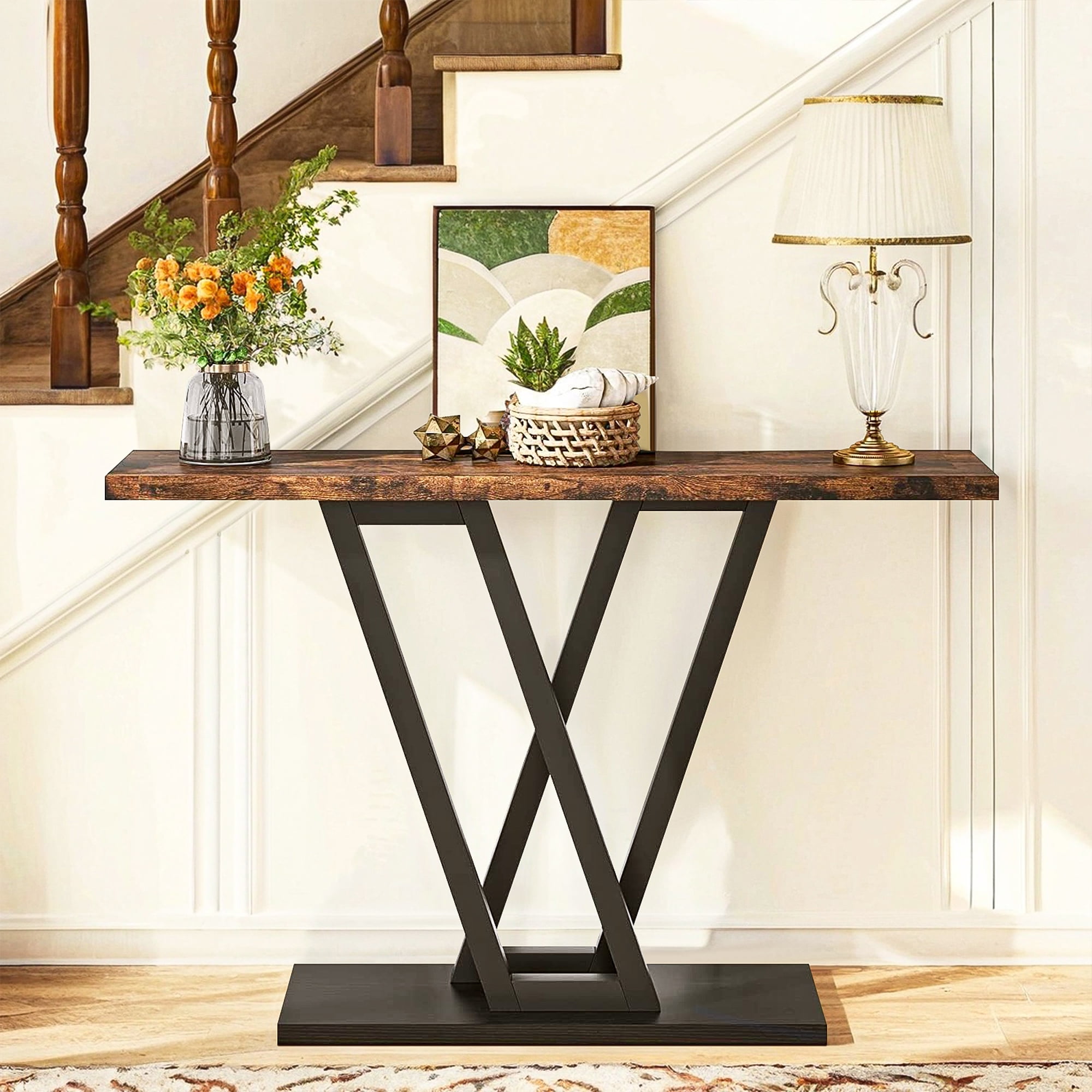 Demi Bonn 43" Console Table,dustrial Entryway Hallway Table for Hallway, Entrance, Living Room, Bedroom, Brown