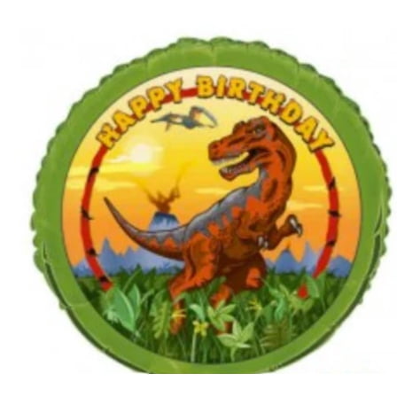 18" HAPPY BIRTHDAY DINO & Volcano Balloon  Party Supplies Decorations Foil Mylar Balloon