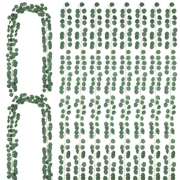 24 Pcs Artificial Eucalyptus Garland, Lifelike Greenery Vine, Artificial Greenery Garland for Wedding Party Home Decor, Bendable Fake Eucalyptus Foliage with 81 Leaves