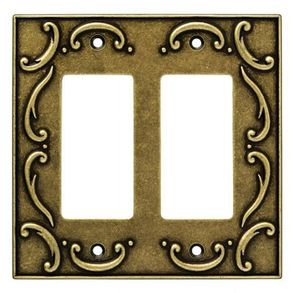 Brainerd 126385 French Lace Double Decorator Wall Plate Cover Burnished Antique Brass