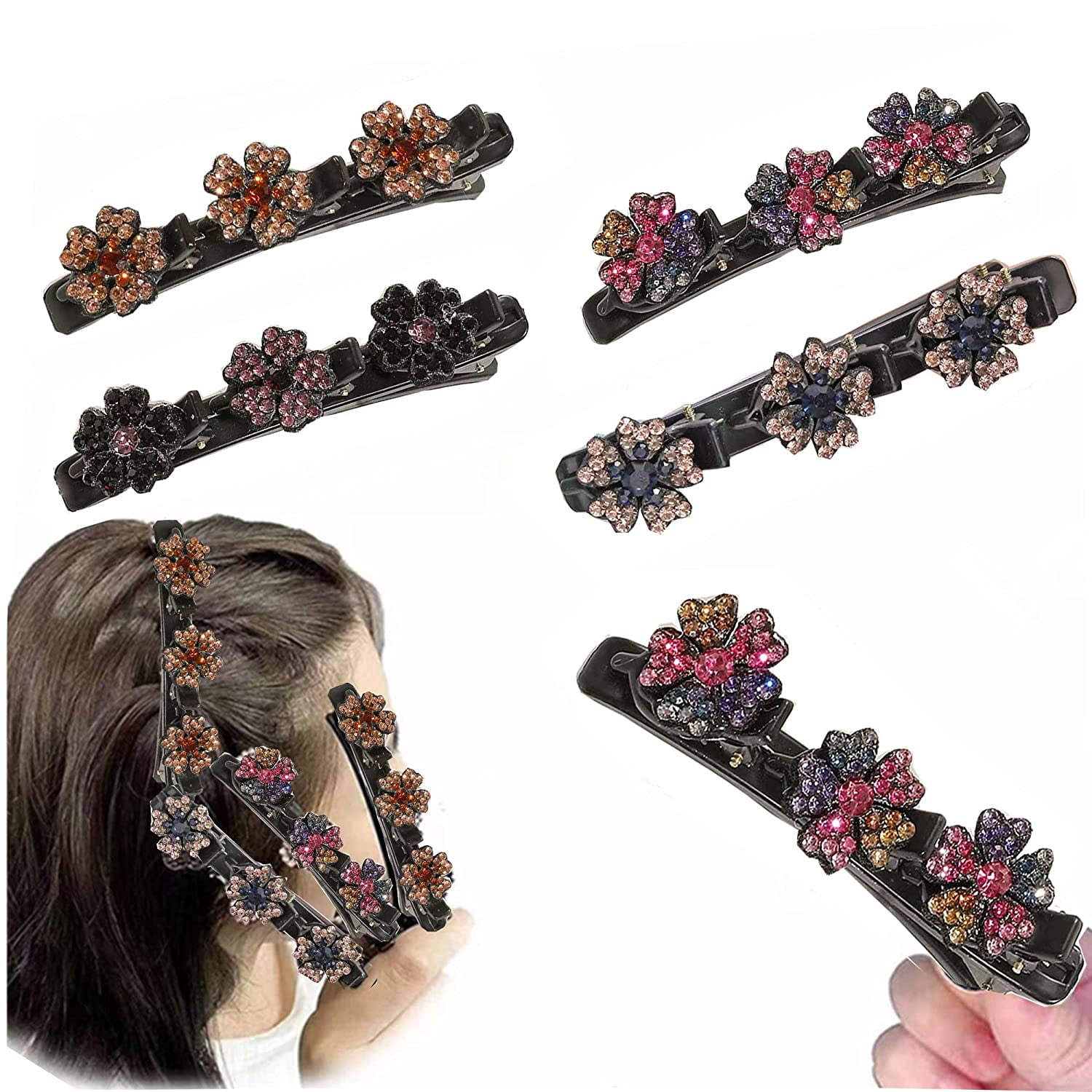 Sparkling Crystal Stone Braided Hair Clips for Women, Braided Hair Clip