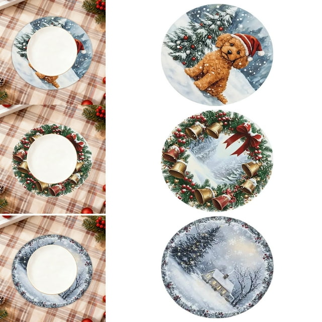 Yunuuuoa Diatomite Christmas Placemats - Absorbent Reusable Holiday Table Mats for Dining, Party & Festive Decor, Non-Slip Washable Table Protector, Eco-Friendly Dinner Mat for Family Gatherings