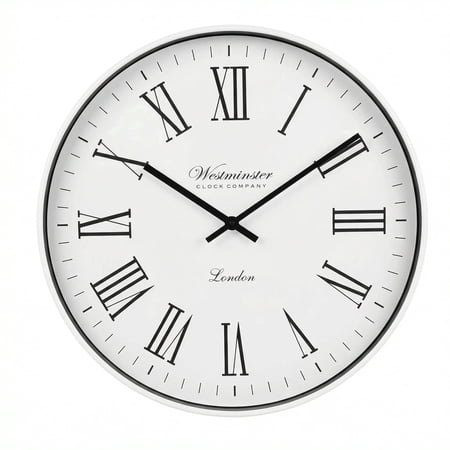 Westminster Clocks 20 Inch Slim Wall Clock, Silent Quartz, Modern Minimalist, White Rim Westminster Clocks 20 Inch Slim Wall Clock, Silent Quartz, Modern Minimalist, White Rim - fe 607 c