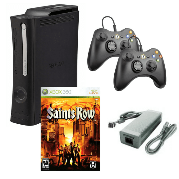 Restored Microsoft Xbox 360 Elite Game Console with Two Retrofam Controllers and Saints Row(Refurbished)