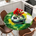 thumbnail image 2 of Green Yellow Soccer Round Tablecloth 55-60 Inch Round Fitted Table Cloth with Elastic Edge, Watercolor Football Sports Waterproof Table Cover Protector for Outdoor Picnic Party Dining, 2 of 9