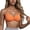 Orange, variant on Manzbdm Women's Halter Neck Sports Bra Ruched Front Wireless Yoga Bras