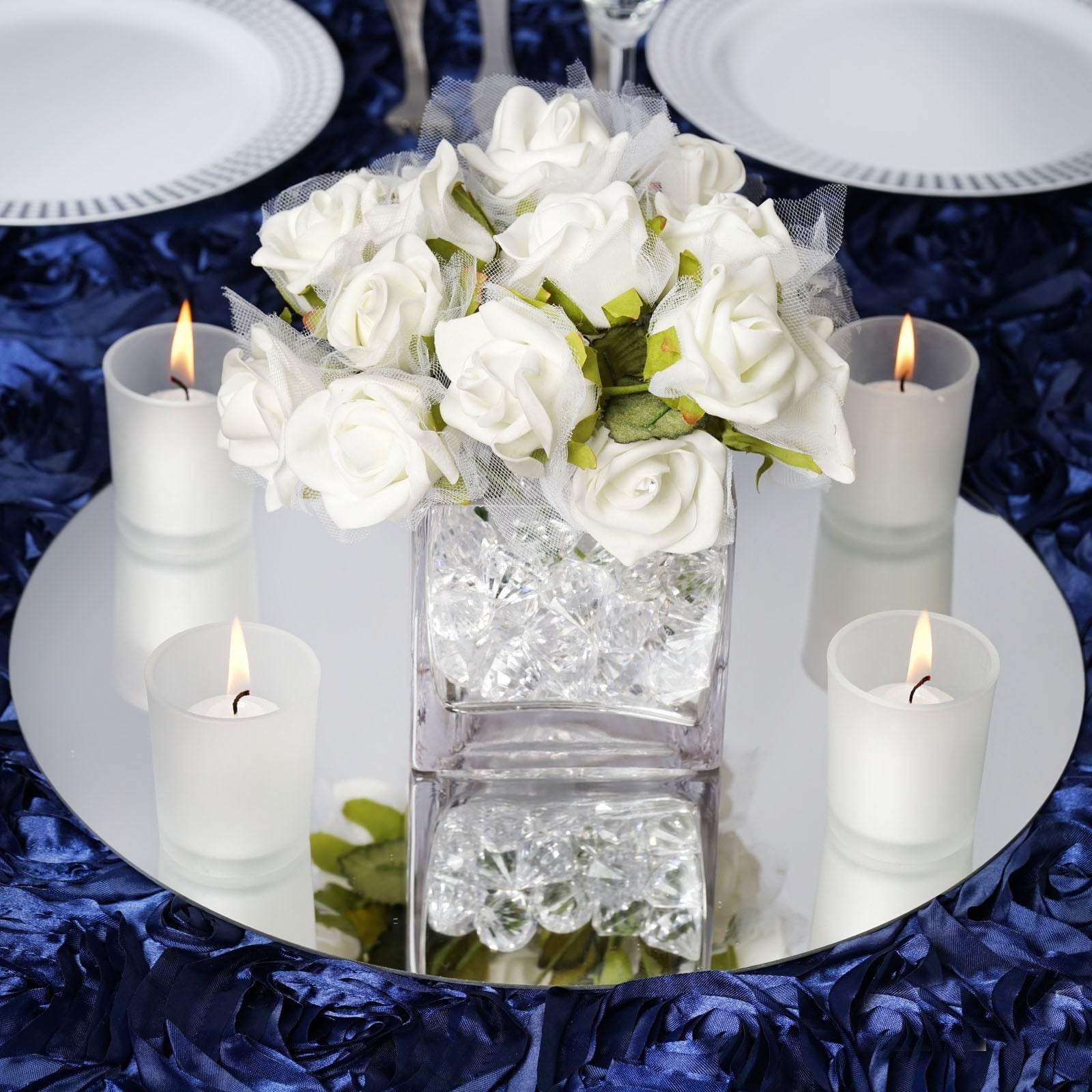 Bulk 24 pieces Round or Square Centerpiece Mirrors for Wedding Table 4in-12in 